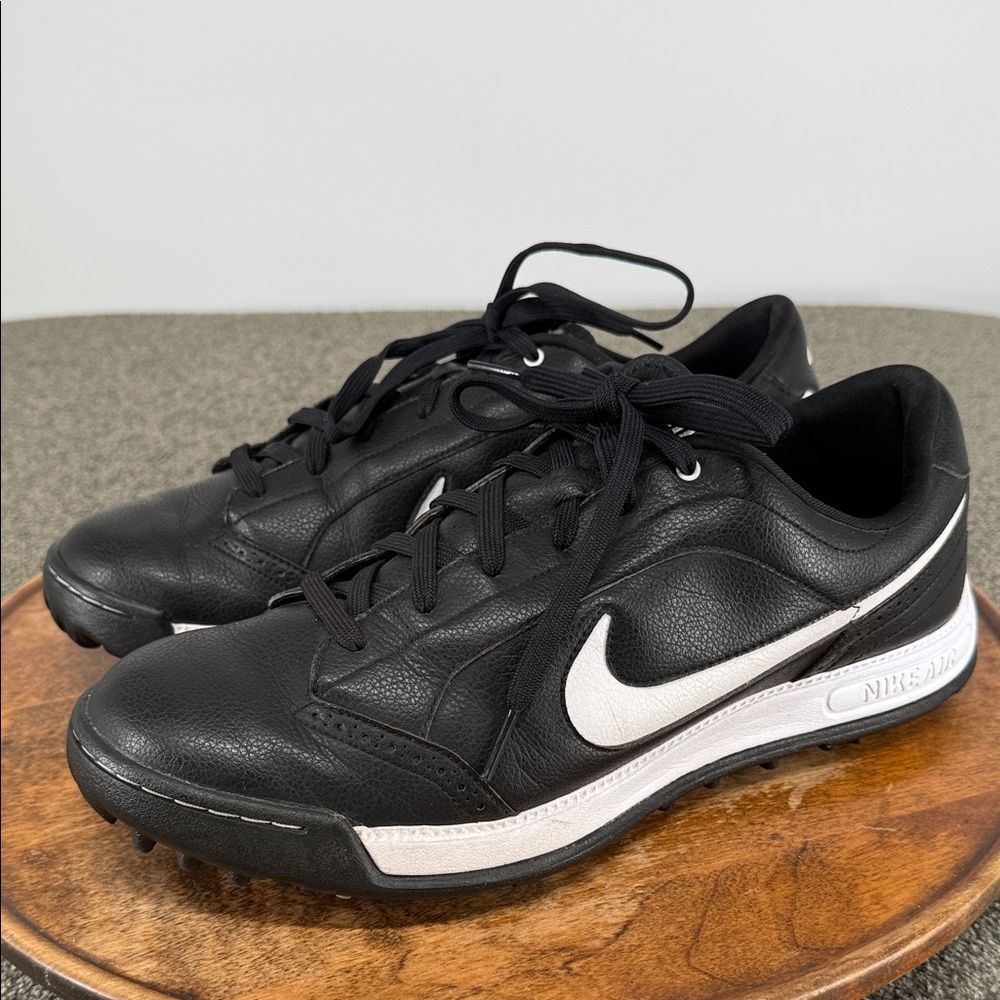 Nike Air Shoes Mens 10.5 Golf Cleat Sneakers Black White 379212-011